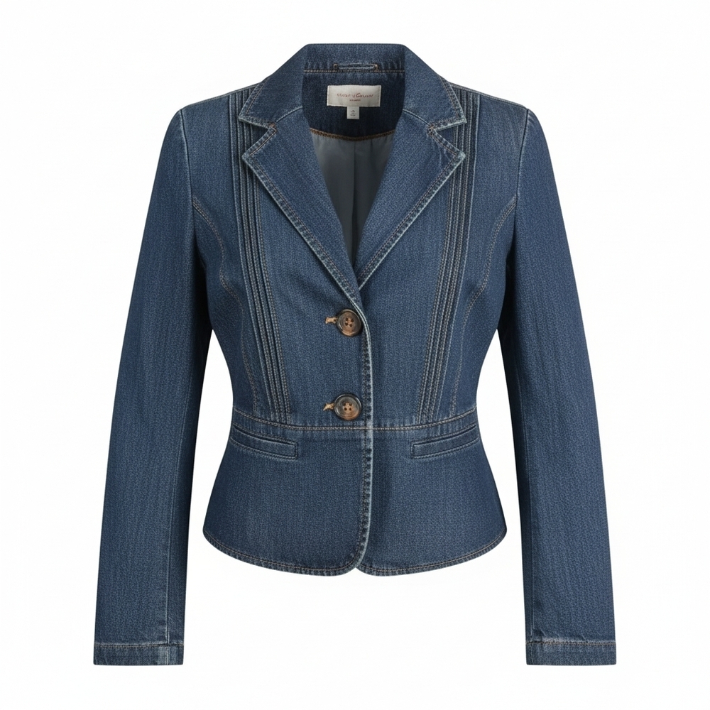 Vintage Tailored Blue Denim Blazer Jacket Size 12 EUC